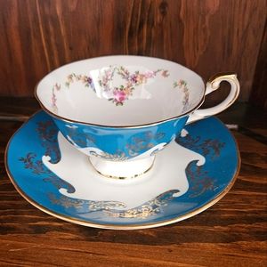 English Bone China Rosina Queens "Emperor" Teacup Set Blue